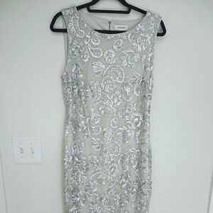 Calvin Klein Sequin, Open Back Cocktail Dress